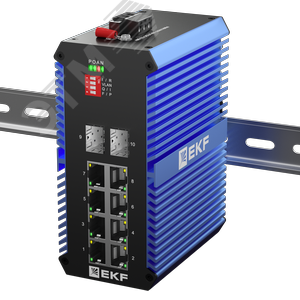 Коммутатор промышленный неуправляемый U-2GX/SFP-8GTP, 2 порта 1000Base-X SFP, 8 портов 10/100/1000Base-T(X) RJ45 c PoE, монтаж на динрейку TSX EKF - фото 1