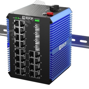 Коммутатор промышленный неуправляемый U-4GX/SFP-24GTP, 4 порта 1000Base-X SFP, 24 порта 10/100/1000Base-T(X) RJ45 c PoE, монтаж на динрейку TSX EKF - фото 1