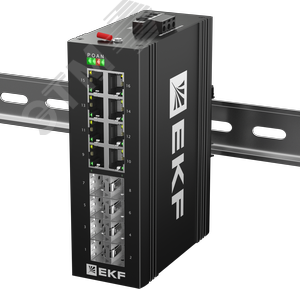 Изображение товара Коммутатор промышленный неуправляемый U-8GX/SFP-8GT, 8 портов 1000Base-X SFP, 8 портов 10/100/1000Base-T(X) RJ45, монтаж на динрейку TSX EKF (шт)