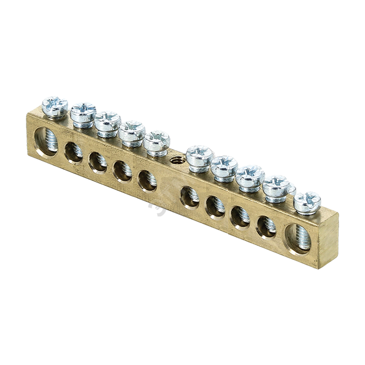 Шина нулевая с заземлением 63.10 латунь (sn0-63-10) EKF купить цена