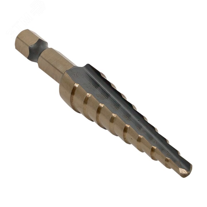Изображение товара Ступенчатое сверло HSS 9 ступеней EKF для металла и пластика 4-12 мм