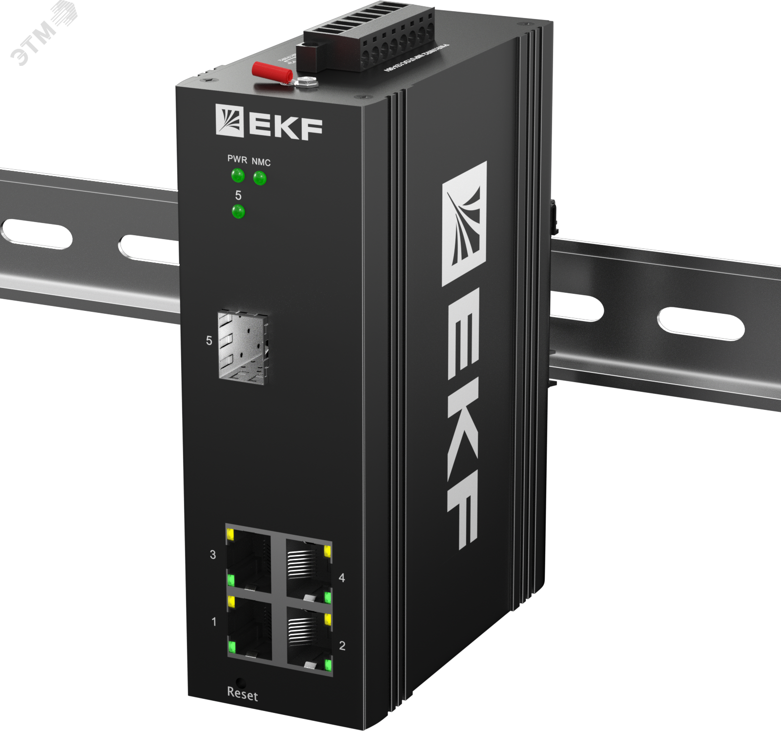 Изображение товара Коммутатор промышленный управляемый уровня L2 ML2-1GX/SFP-4GTP, 1 порт 1000Base-X SFP, 4 порта 10/100/1000Base-T(X) RJ45 c PoE, монтаж на динрейку TSX EKF (шт)