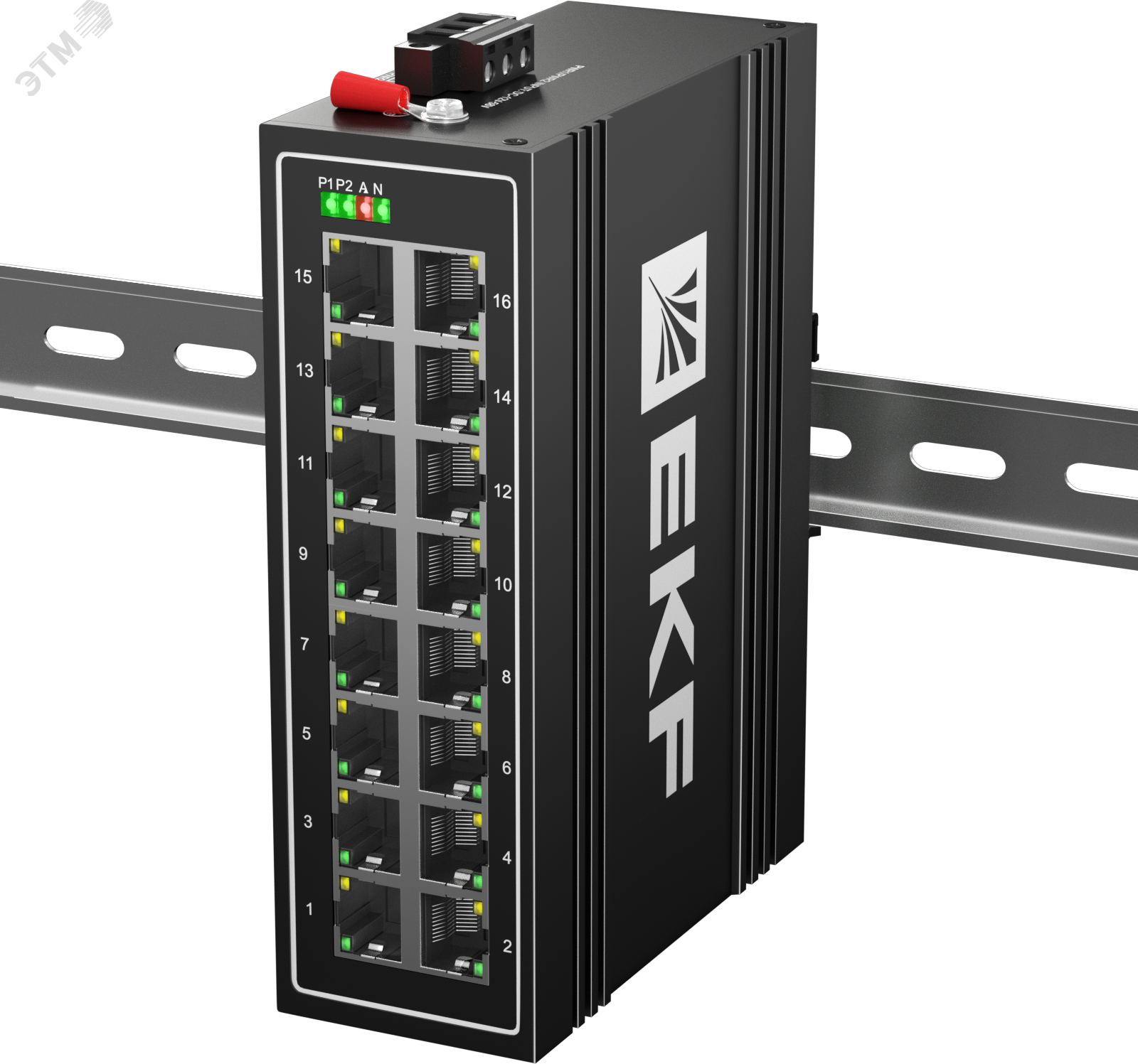 Коммутатор промышленный неуправляемый U-16T, 16 портов 10/100Base-T(X) RJ45, монтаж на динрейку TSX EKF TSX-U-16T EKF - превью