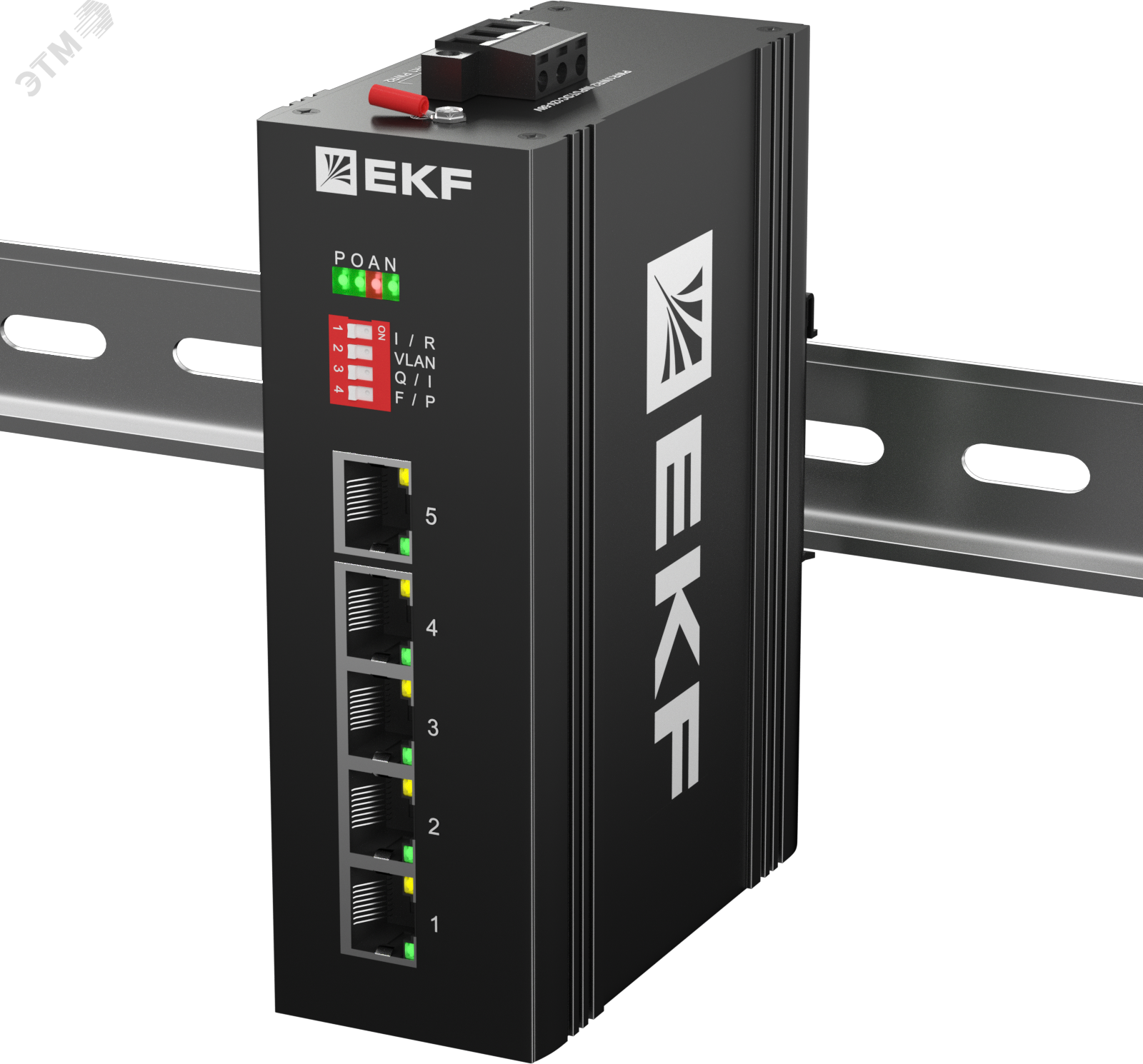 Изображение товара Коммутатор промышленный неуправляемый U-5GT, 5 портов 10/100/1000Base-T(X) RJ45, монтаж на динрейку TSX EKF (шт)