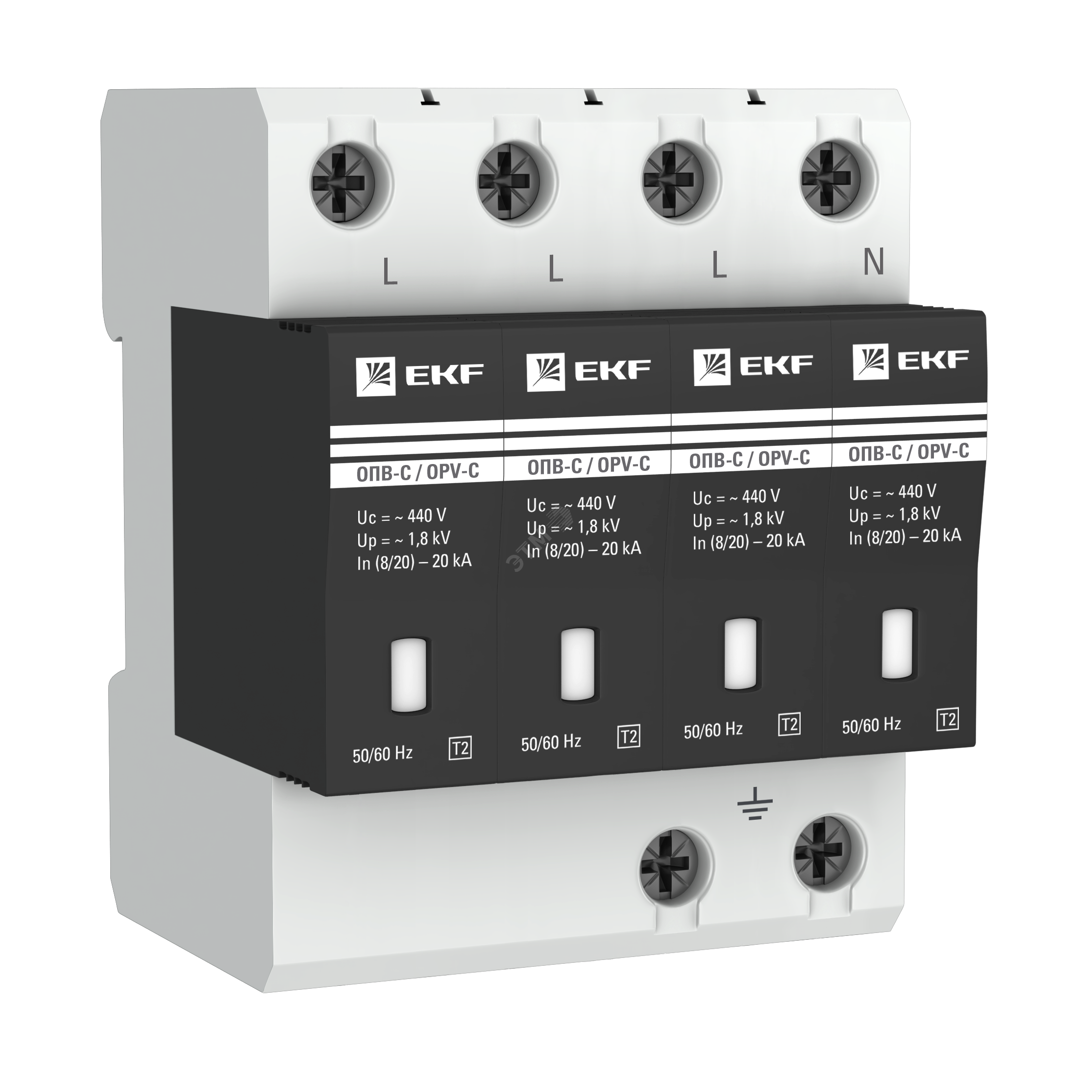 Ограничитель перенапряжения импульсный ОПВ-C/4п In20кА 400В (opv-c4 ...