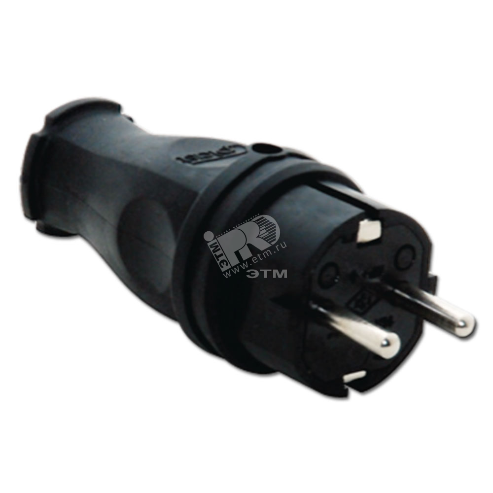 Вилка силовая 2P+E 1х16А каучук прямая IP44 (31.01.301.0300) Tplast ...