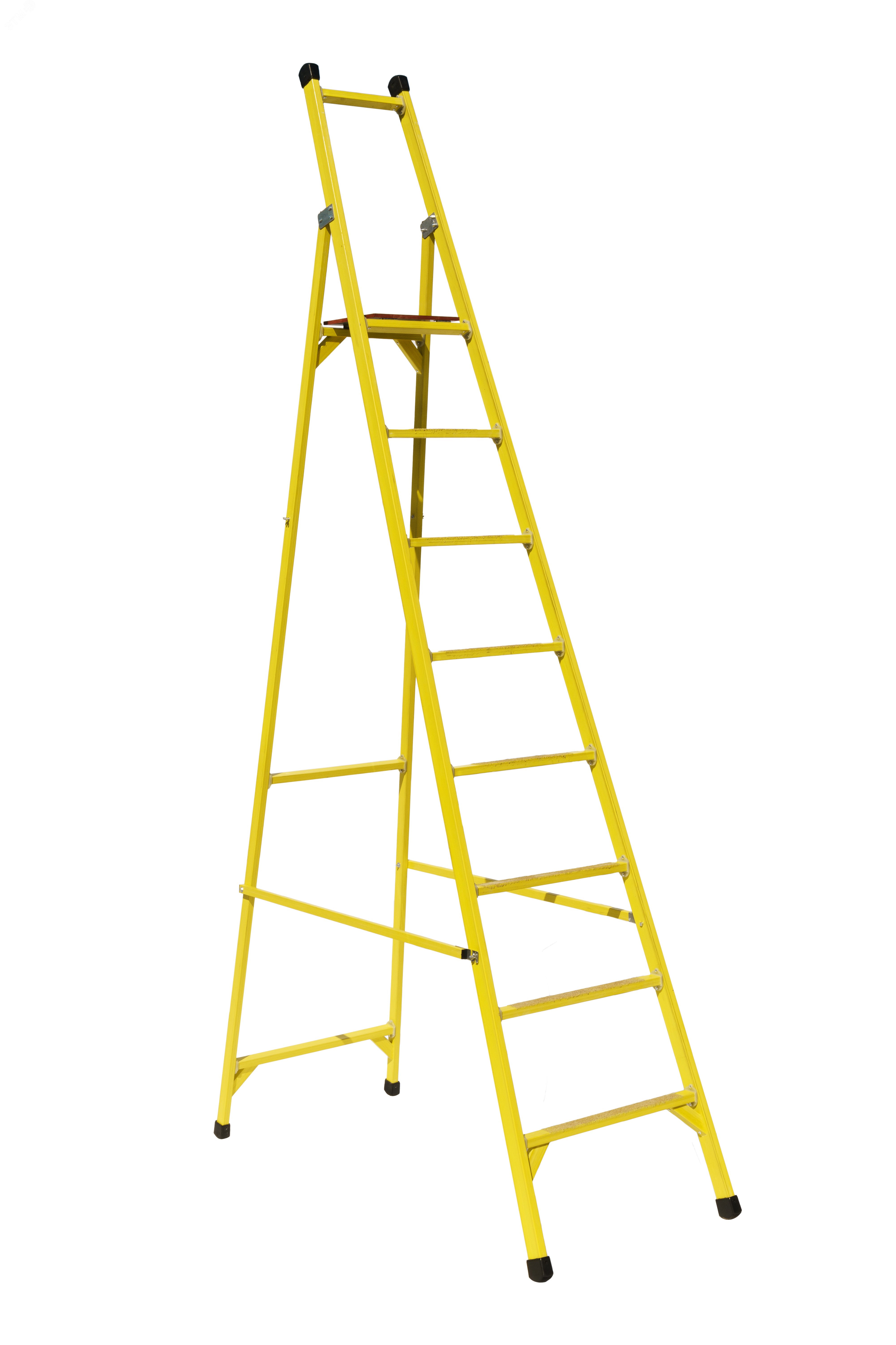 Изображение товара Стремянка диэлектрическая стеклопластиковая с симметричной опорой 8 ступеней