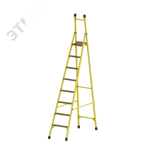 Изображение товара Стремянка диэлектрическая стеклопластиковая с вертикальной опорой с широкими ступенями (шт)