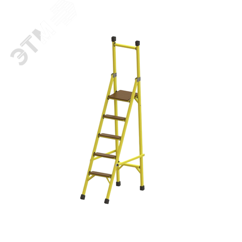 Изображение товара Стремянка диэлектрическая стеклопластиковая с вертикальной опорой ''телеком'' с широкими ступенями (шт)