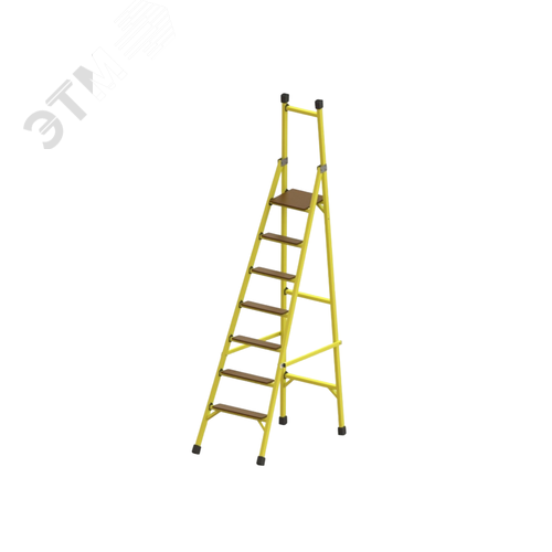 Изображение товара Стремянка диэлектрическая стеклопластиковая с вертикальной опорой ''телеком'' с широкими ступенями (шт)