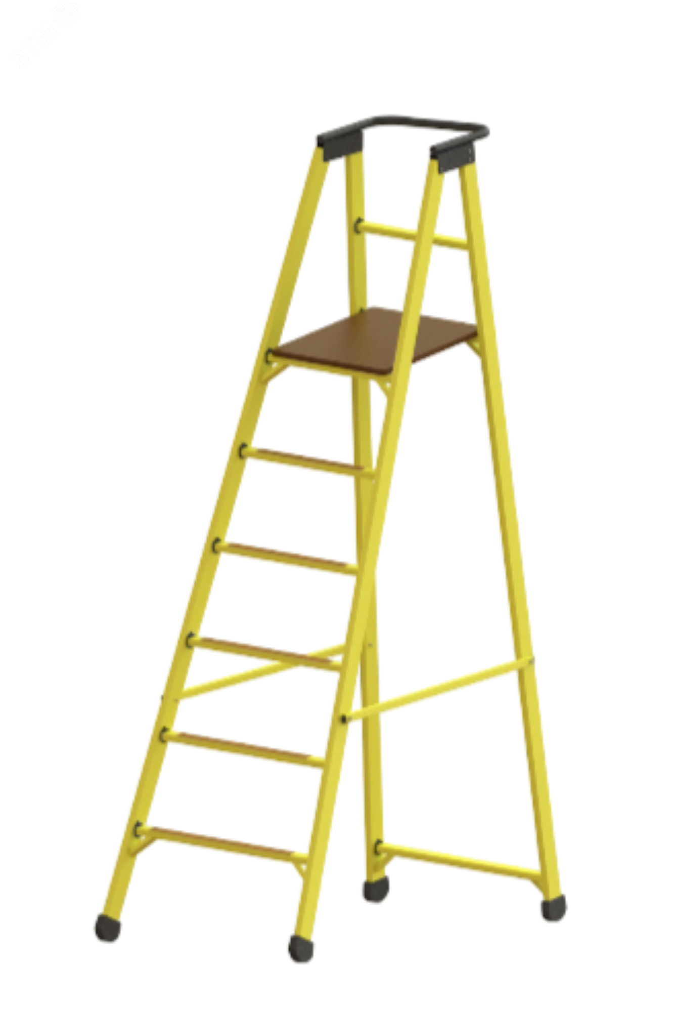 Изображение товара Стремянка-подмость диэлектрическая стеклопластиковая с вертикальной опорой с поручнем (шт)