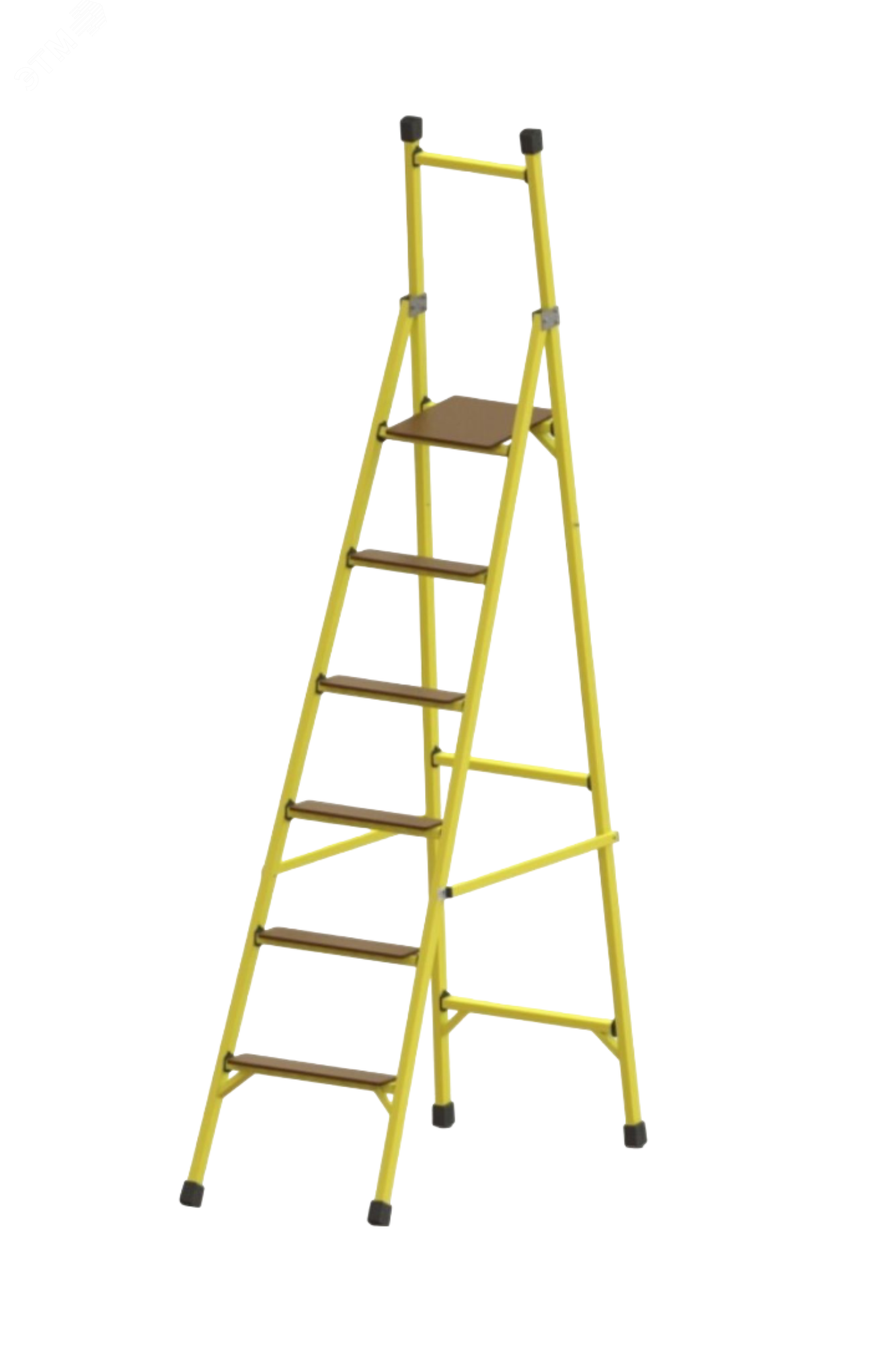 Изображение товара Стремянка диэлектрическая стеклопластиковая с вертикальной опорой с широкими ступенями (шт)