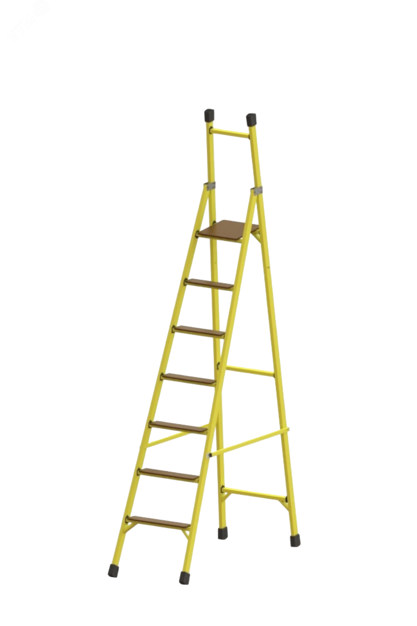 Изображение товара Стремянка диэлектрическая стеклопластиковая с вертикальной опорой с широкими ступенями (шт)