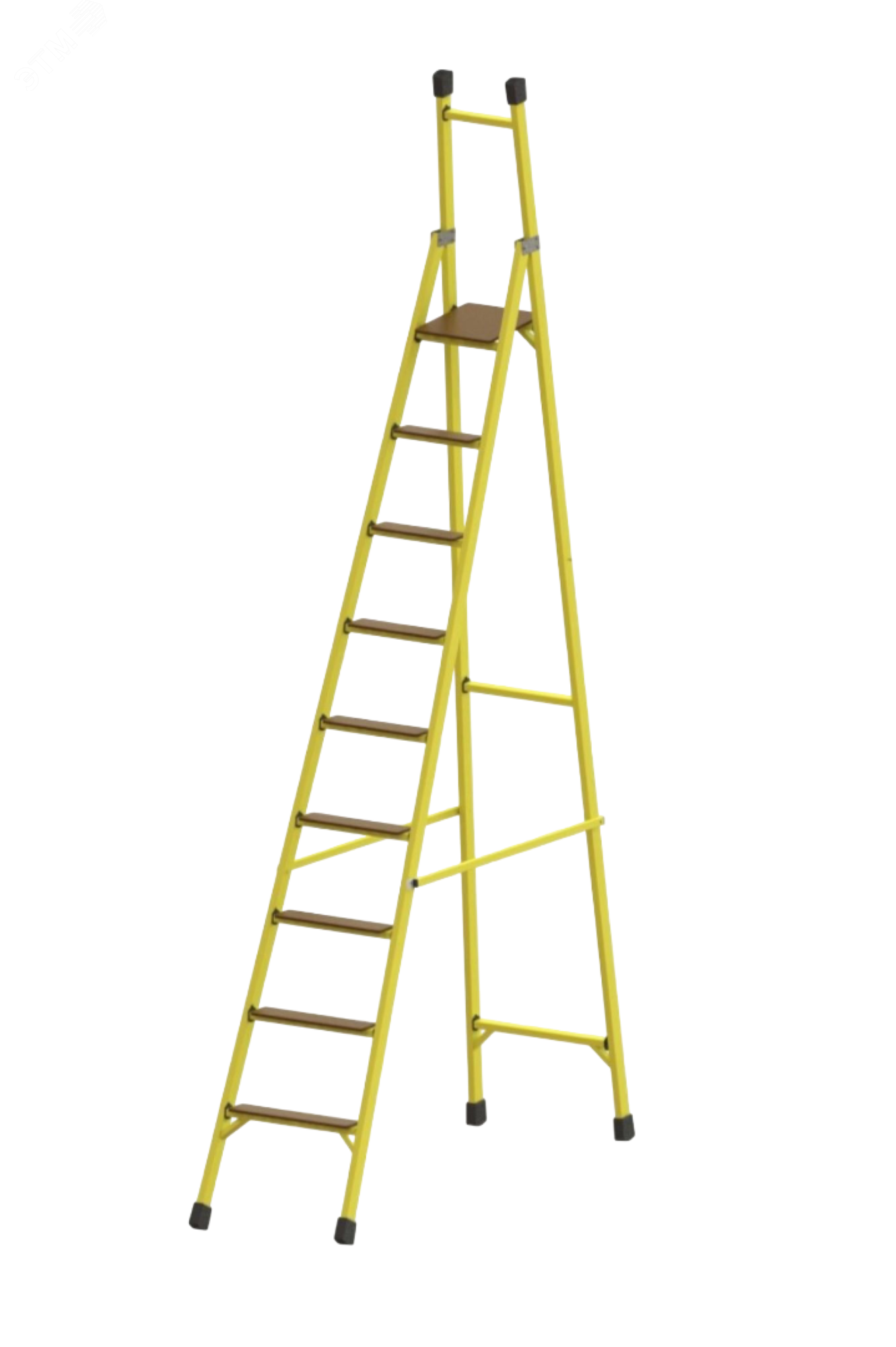 Изображение товара Стремянка диэлектрическая стеклопластиковая с вертикальной опорой и широкими ступенями