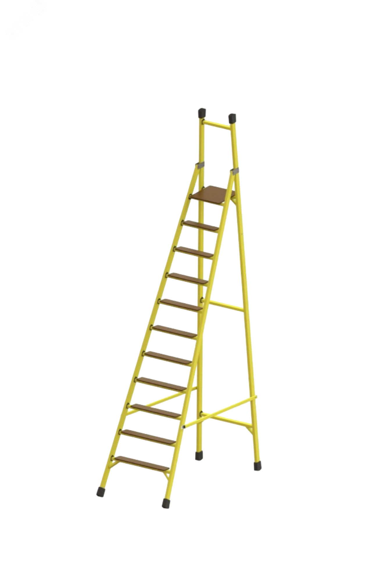 Изображение товара Стремянка диэлектрическая стеклопластиковая с вертикальной опорой ''телеком'' с широкими ступенями (шт)