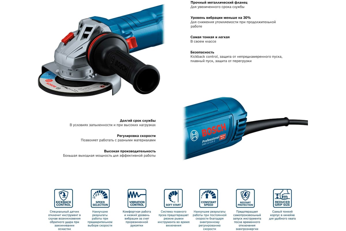 Углошлифовальная машина Bosch gws 12-125 s 06013a6020