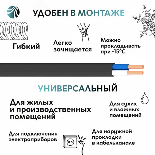 Кабель силовой ВВГ-Пнг(А)-LS LTx 2х1,5-10м  ТРТС - фото 7
