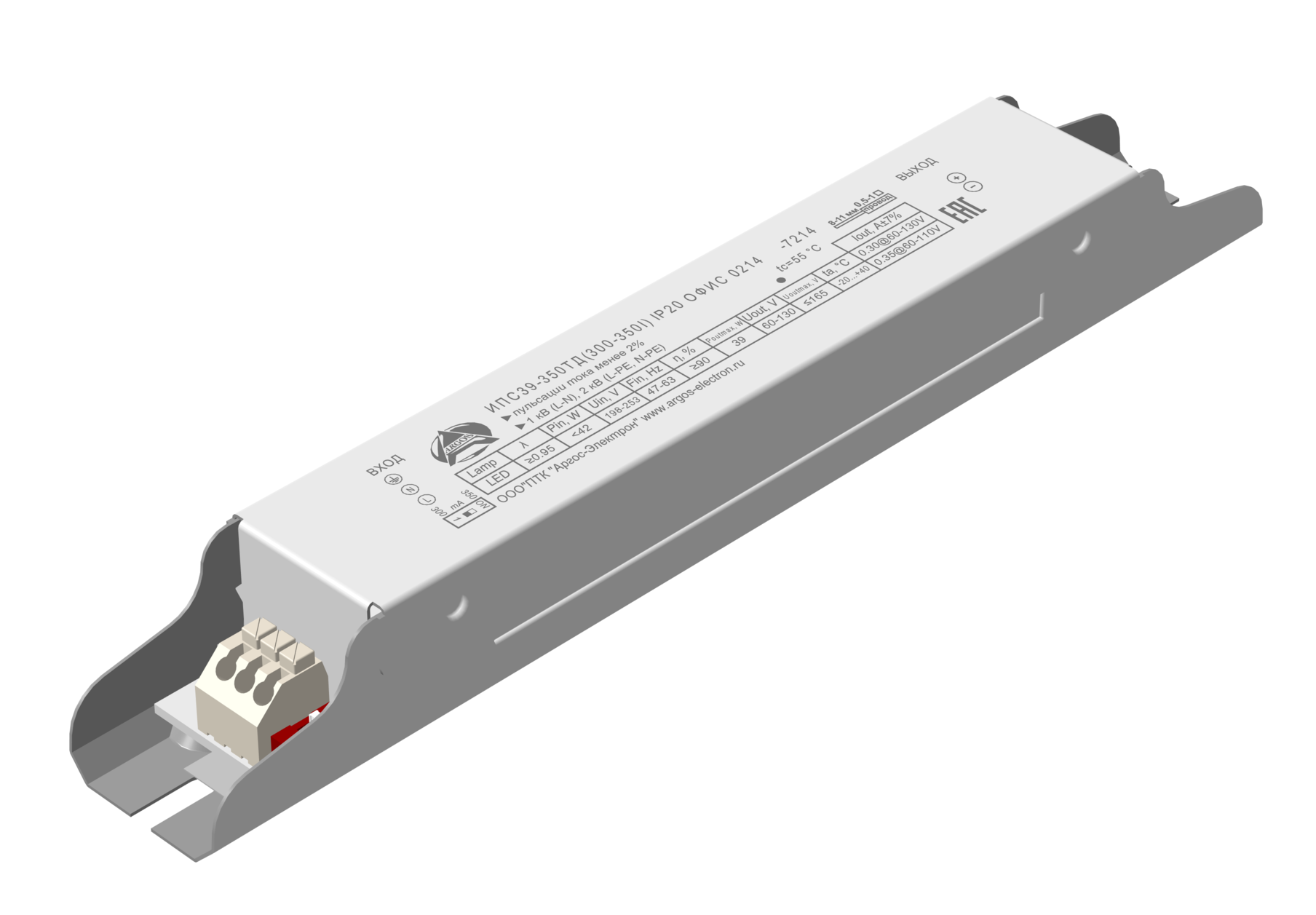 Драйвер светодиодный ИПС39-350ТД(300-350I) IP20 ОФИС 0214