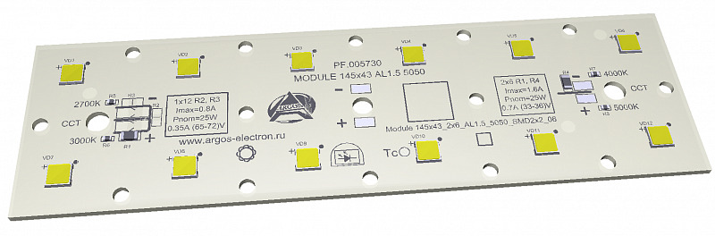 Модуль светодиодный MODULE 145x43 AL1.5 2x6 Refond 5050 CRI70 5000K