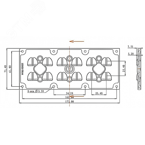 Оптика вторичная DK-173-135х55-TPII-M-V-12H1 (2x6-Dk-ШБ2-В 55x135deg) с уплотнителем - фото 2