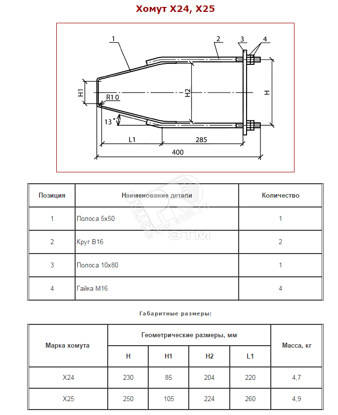 Купить Хомут Х-25 артикул 1793 no name | Интернет-магазин ЭТМ iPRO