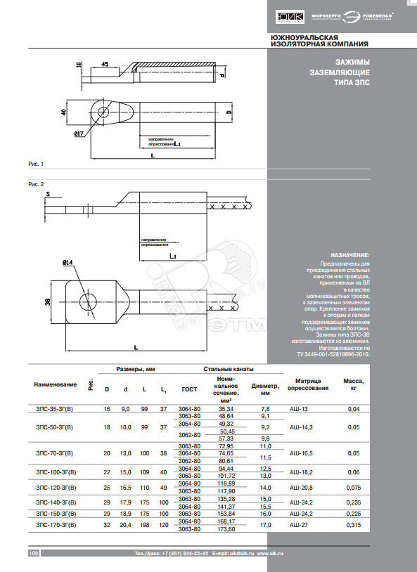 Купить Зажим ЗАК-10-1 заземляющий | Интернет-магазин ЭТМ iPRO