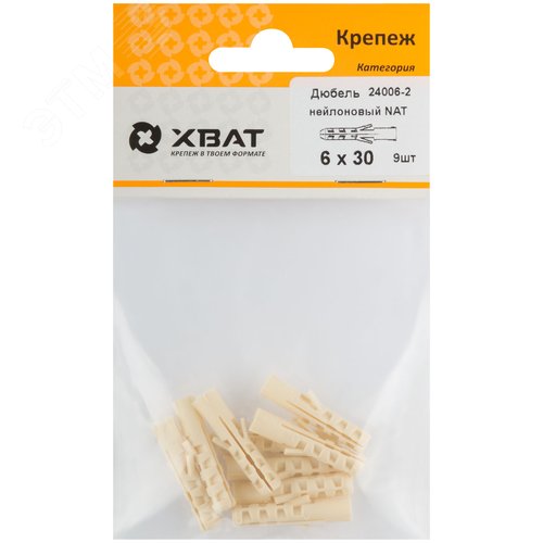 Изображение товара Дюбель NAT6 6х30 нейлон (9шт) (упак)
