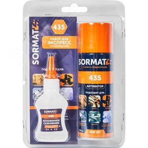 Изображение товара Набор универсальный супер-клей Sormat MDF Kit клей80 г. + активатор 400 мл. (шт)