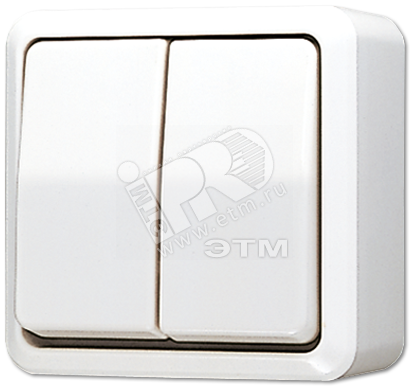 Изображение товара Выключатель для накладного монтажа сдвоенный белый Jung 605AWW IP44 монтаж открытый