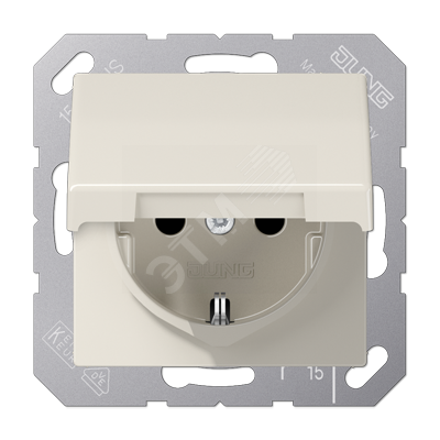 Изображение товара Розетка с откидной крышкой слоновая кость 16 А IP44 JUNG AS1520KIKL