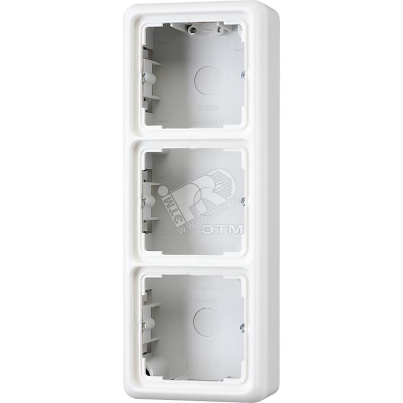 Изображение товара Коробка накладная с рамкой 3 поста белая (шт)