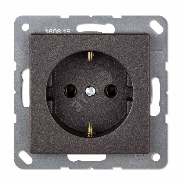 Изображение товара Штепсельная розетка SCHUKO одинарная, с заземлением, без шторок, 16A, 250В Серия Eco Profi антрацит (шт)