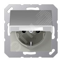 Изображение товара Розетка SCHUKO одинарная, с заземлением, с крышкой, без шторок, 16A, 250В (механизм + накладка, без рамки). Серия- Eco Profi. Материал- термопласт. Цвет- алюминий (крашеный). (шт)