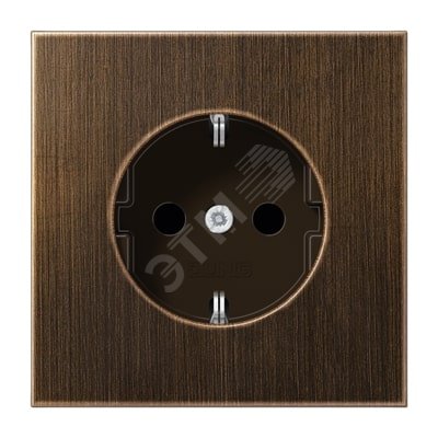 Изображение товара Штепсельная розетка SCHUKO одинарная с заземлением и шторками античная латунь