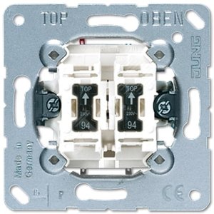 Выключатель контрольный 2-клавишный с подсветкой (с механической блокировкой одновременного включения). Механизм. 10A 250V