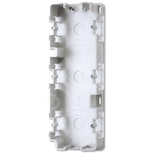Монтажный корпус для 3-ой коробки для накладного монтажа (запчасть)  для горизонтальной/вертикальной установки  для установки устройств и накладок серии LS990  Материал- дуропласт  Цвет- белый