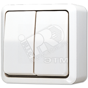 Изображение товара Выключатель для накладного монтажа сдвоенный белый (шт)