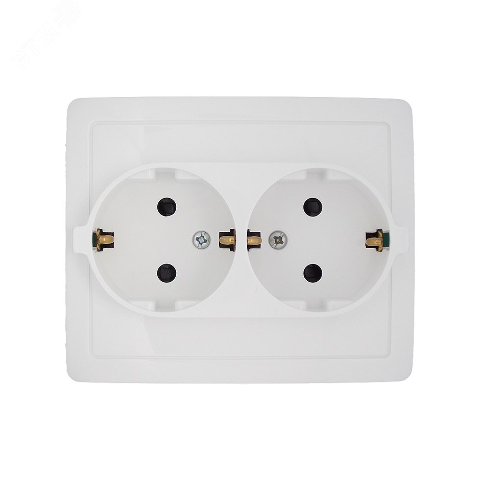 Изображение товара Розетка Simon 15 с заземлением и защитными шторками белая 1 пост