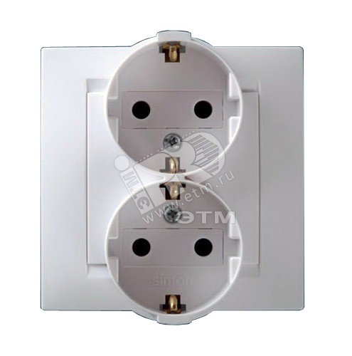 Изображение товара Розетка двойная 2Р+Е Schuko 16А 250В винтовой зажим белый