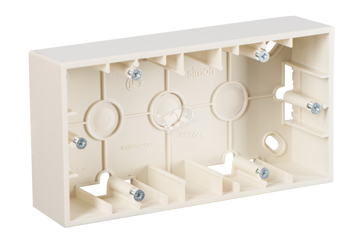Изображение товара Коробка для наружного монтажа Simon 15 на 2 поста слоновая кость