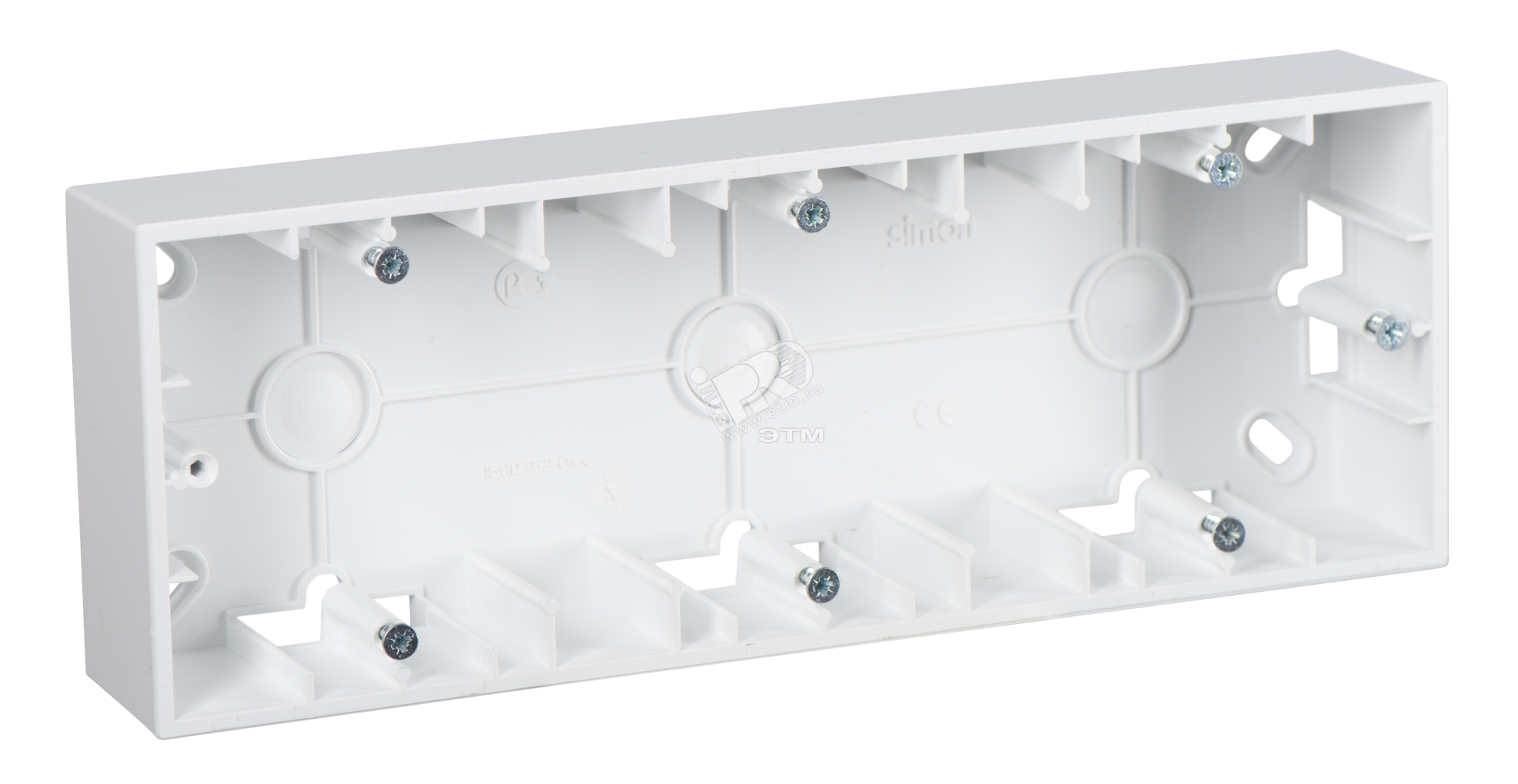Изображение товара Коробка для наружного монтажа на 3 поста Simon 15 белая дистанция 80 мм стойкая к внешним условиям