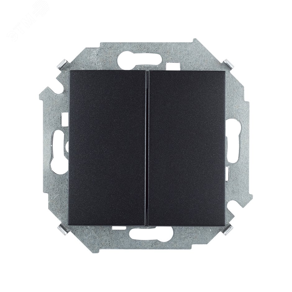 Изображение товара Выключатель двухклавишный Simon 15 графит 250В 10А