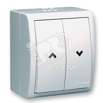 Изображение товара Переключатель для жалюзи IP54 10А 250В белый Simon 15A