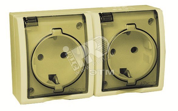 Изображение товара Розетка двойная 2Р+Е Schuko IP54 16А 250В Simon 15A