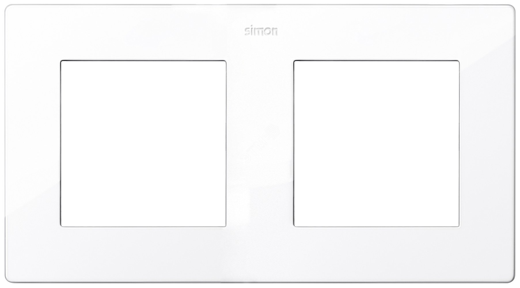 Изображение товара Рамка 2 поста белая Simon для электрических щитков глянцевая