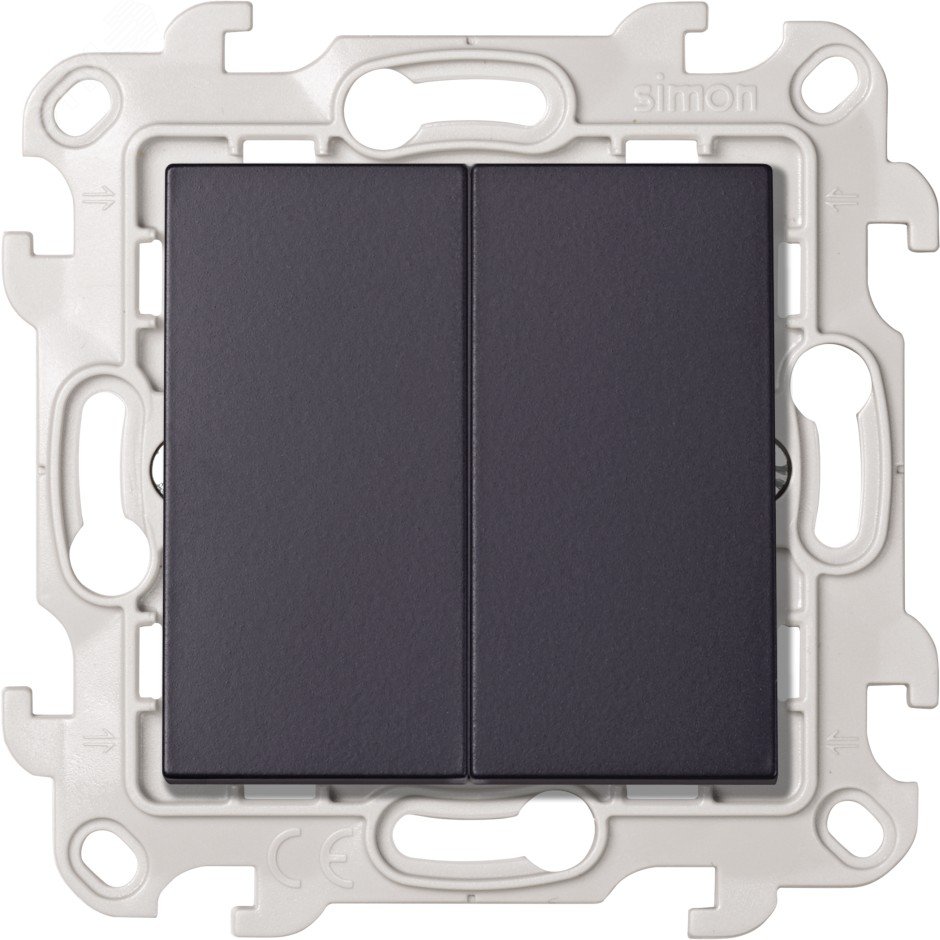 Изображение товара Выключатель двухклавишный кнопочный 10A 250В~ цвета графит S24 Harmonie (шт)