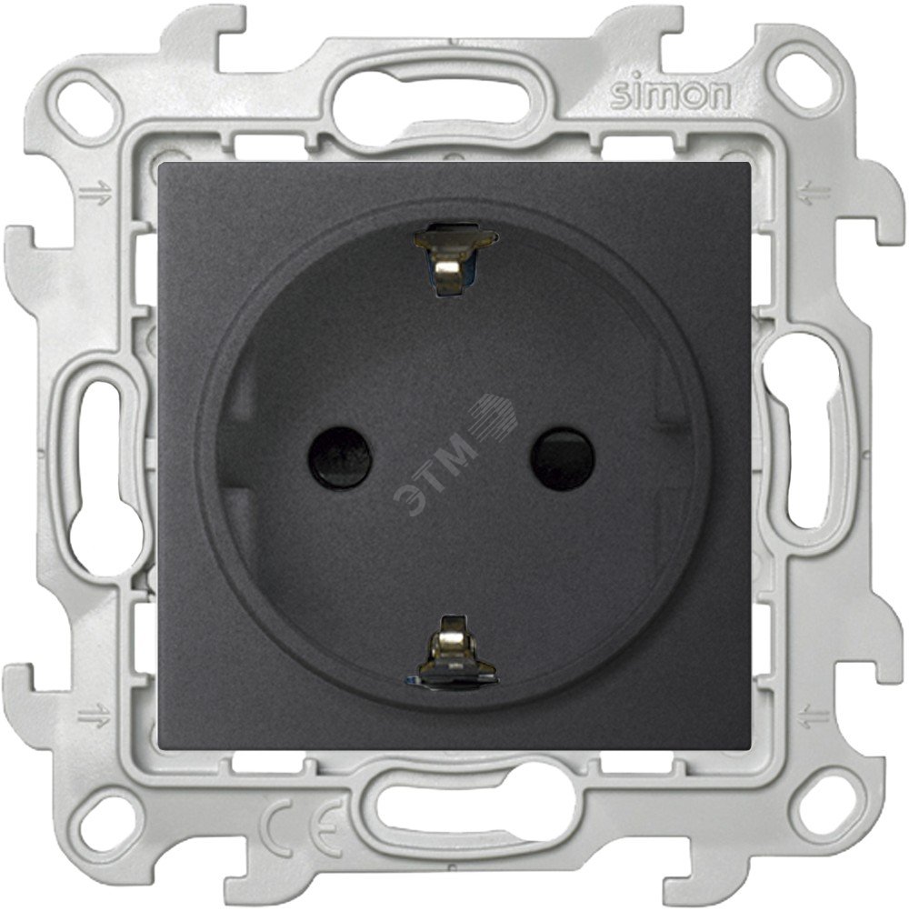 Изображение товара Розетка 2К+З Schuko со штор графит Simon 2 Harmonie IP20