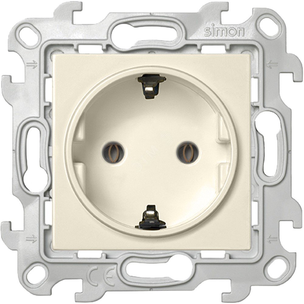 Изображение товара Розетка 2К+З Schuko без штор слоновая кость Simon
