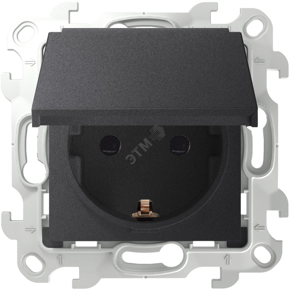 Изображение товара Розетка 2К+З Schuko IP44 графит для скрытого монтажа