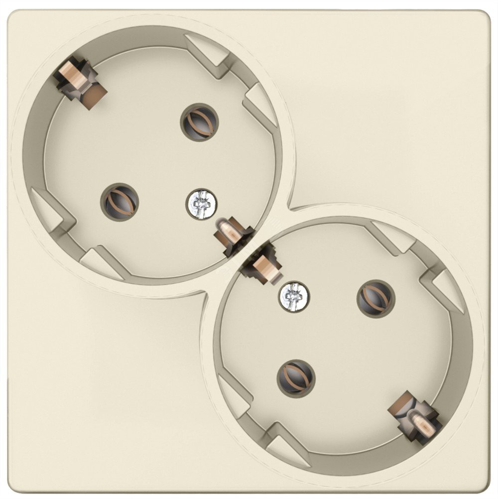 Изображение товара Розетка 2х2К+З Schuko без штор слоновая кость Simon